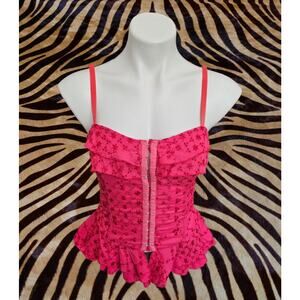 Heart Moon Star Pink Y2k Corset Top Size Small lace up coquette fairycore